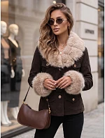 Dámská bunda s odnímatelnou kožešinou, hnědá, FashionStreet TY5851