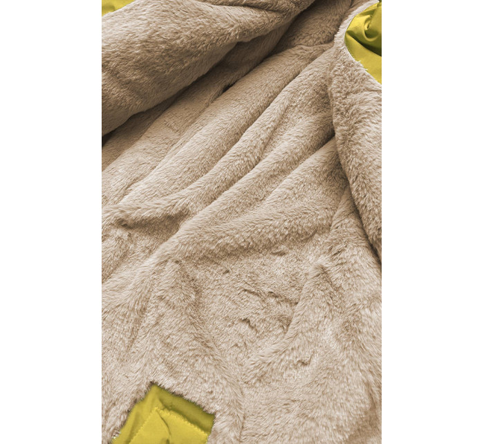 Citronovo-béžová teplá dámská zimní bunda (W559)