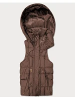 Puchowy bezrękawnik damski z kapturem Goodlookin czekoladowy (B8600-14)