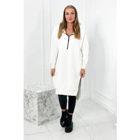 Zateplená mikina s bočními rozparky ecru