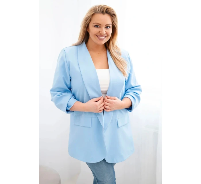 Dámská elegantní plus size sako modrá