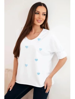 Dámská bavlněná blůza s dlouhým rukávem a srdíčky model 21890100 - K-Fashion