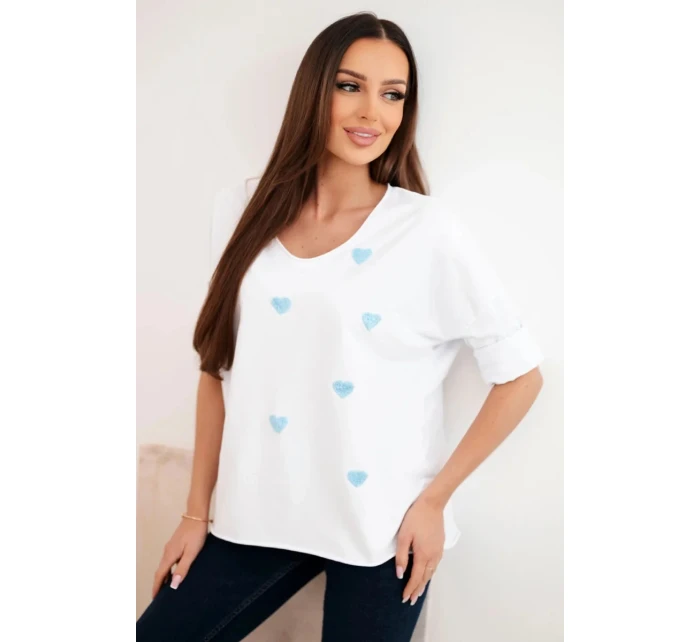 Dámská bavlněná blůza s dlouhým rukávem a srdíčky model 21890100 - K-Fashion