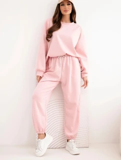 Dámský máslový komplet s volnou mikinou a kalhotami s nápisem LOVE pudrově růžová