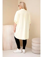 Dámská košile Plus Size z viskózy s květinovou výšivkou žlutá