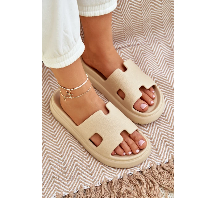 Pěnové Pantofle S Výřezem Béžové Neladith Pěnové Pantofle S Výřezem Béžové Neladith