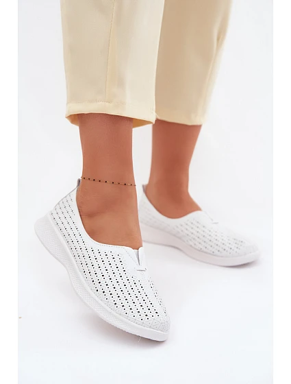 Kožené Dámské Polobotky Bílé model 22094966 - EVENTO Kožené Dámské Polobotky Bílé model 22094966 - EVENTO