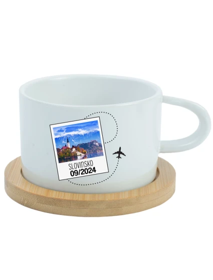 Vlastní text na cestovatelský keramický hrníček Makronka 