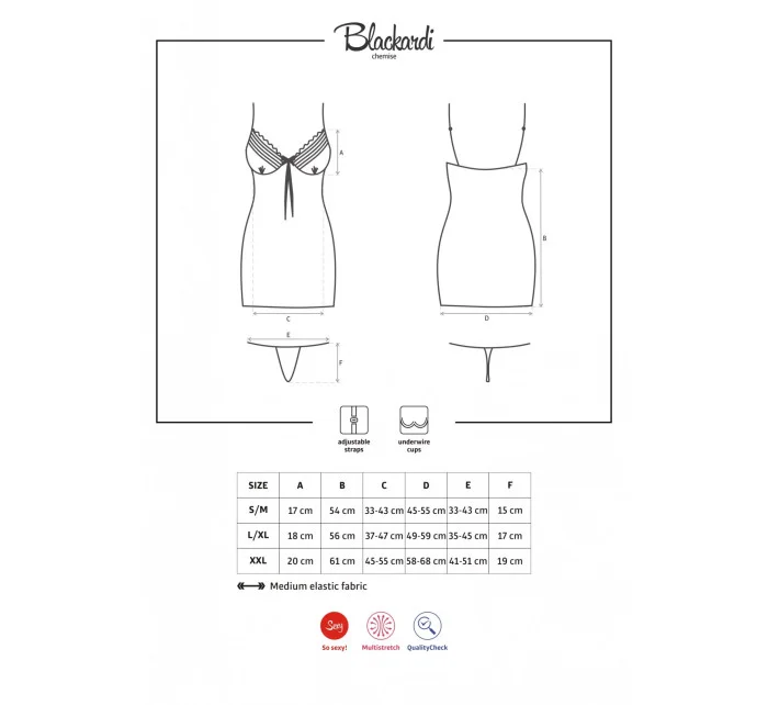 Košilka Blackardi chemise XXL - Obsessive Košilka Blackardi chemise XXL - Obsessive