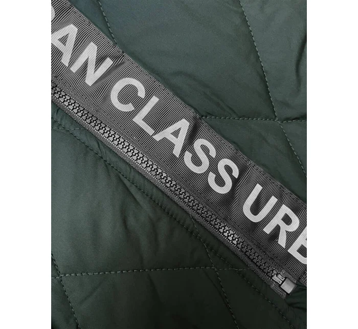 Prošívaná dámská vesta v army barvě s ozdobnou páskou (16M9118-136) Prošívaná dámská vesta v army barvě s ozdobnou páskou (16M9118-136)