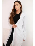 Dámská bavlněná bunda s kapucí a prodlouženým předním dílem světlá šedá Dámská bavlněná bunda s kapucí a prodlouženým předním dílem světlá šedá