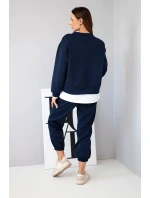 Dámský komplet s mikinou a tepláky modrý model 21808619 - K-Fashion Dámský komplet s mikinou a tepláky modrý model 21808619 - K-Fashion