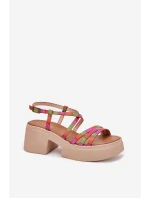 Dámské kožené sandály model 21701949 Multikolor - Maciejka Dámské kožené sandály model 21701949 Multikolor - Maciejka