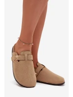 Dámské Pantofle Na Korkové Platformě Se Zlatou Přezkou Big Star SS274738 Béžové Dámské Pantofle Na Korkové Platformě Se Zlatou Přezkou Big Star SS274738 Béžové