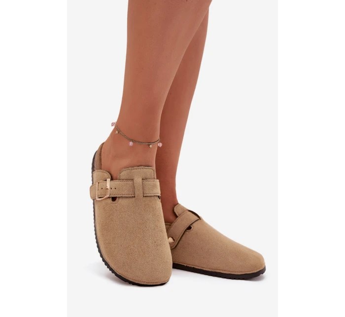 Dámské Pantofle Na Korkové Platformě Se Zlatou Přezkou Big Star SS274738 Béžové Dámské Pantofle Na Korkové Platformě Se Zlatou Přezkou Big Star SS274738 Béžové