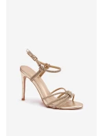 Dámské sandály na jehlovém podpatku s pásky a zlaté model 21821779 - Boto Dámské sandály na jehlovém podpatku s pásky a zlaté model 21821779 - Boto