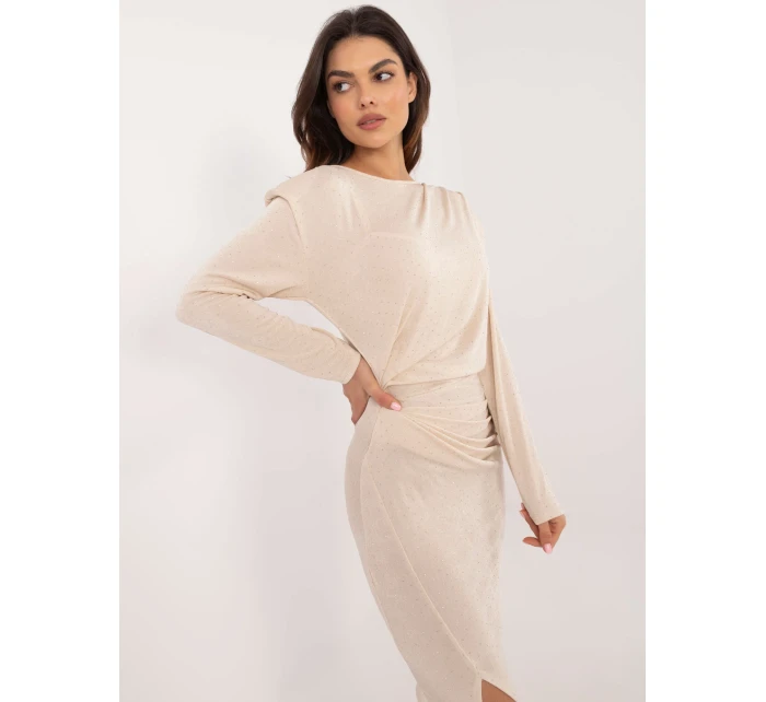 Šaty DHJ SK model 20590156 světle béžové - FPrice Šaty DHJ SK model 20590156 světle béžové - FPrice