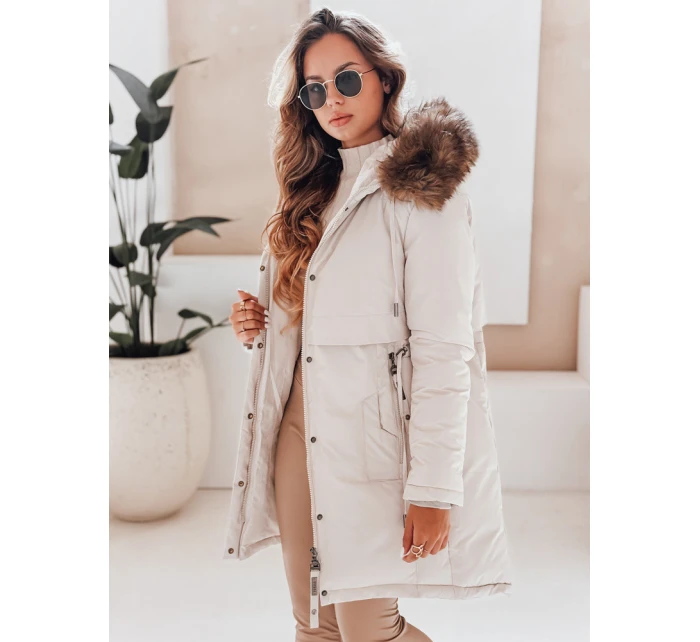 Dámská zimní bunda parka s kapucí světle béžová Dstreet model 21991276 - FashionStreet