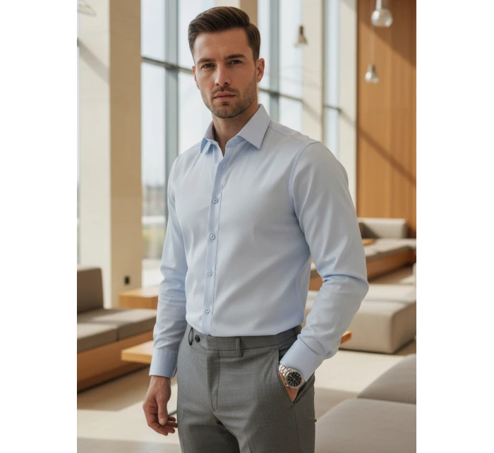 Pánská elegantní hladká modrá košile REGULAR FIT FashionStreet DX2687