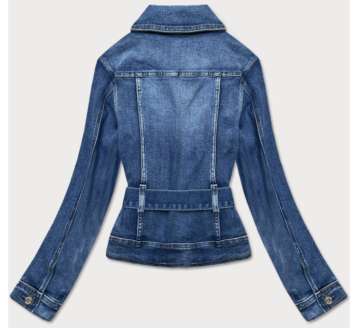 Světle modrá krátká džínová bunda s páskem model 17246698 - HELLO MISS