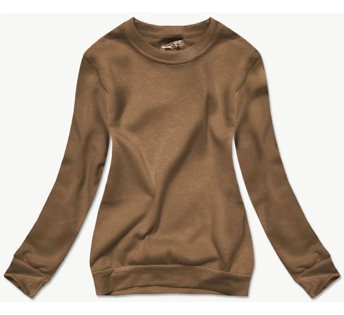 Dámská tepláková mikina v sépiové barvě se stahovacími lemy (W01-158)