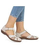 Dámské pohodlné sandály na suchý zip se zabudovanou špičkou béžové Rieker M1655-61 Dámské pohodlné sandály na suchý zip se zabudovanou špičkou béžové Rieker M1655-61