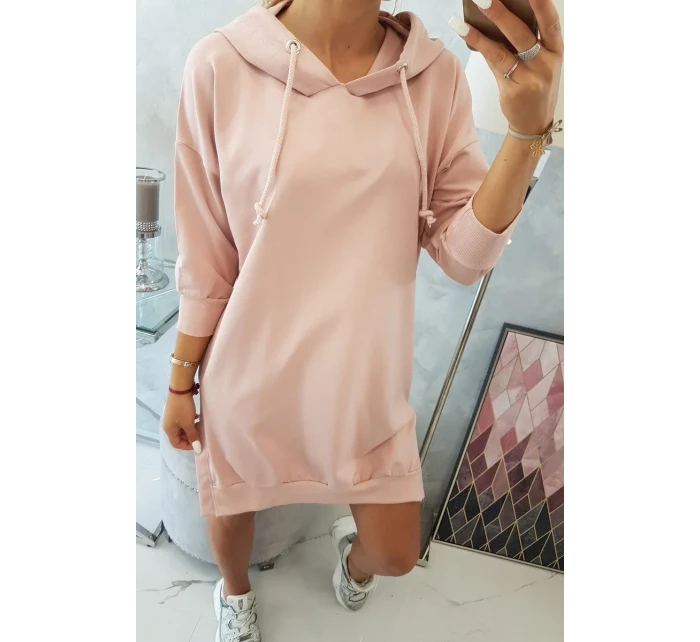 Šaty s kapucí a delšími zády tmavě pudrově růžové Šaty s kapucí a delšími zády tmavě pudrově růžové