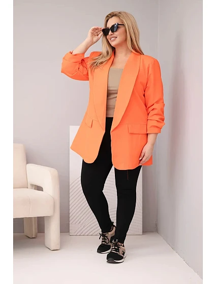 Dámské elegantní sako pro plnoštíhlé oranžové