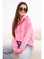 Dámská viskózová košile s dlouhým rukávem a volány světle růžová Dámská viskózová košile s dlouhým rukávem a volány světle růžová