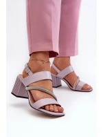 Dámské elegantní sandály na podpatku fialové D&A model 21659773 - S.Barski