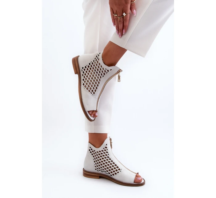 Ažurové Sandály Na Zip Bílé model 21659870 - Zazoo