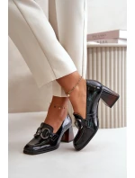 Kožené lodičky s ozdobou černé Laura Messi 2845