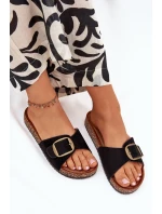 Dámské Pantofle S Přezkou Na Korkové Platformě Černé Zavira Dámské Pantofle S Přezkou Na Korkové Platformě Černé Zavira