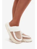 Dámské pantofle na tlusté podrážce s kožešinou Vinceza 19952 Béžové