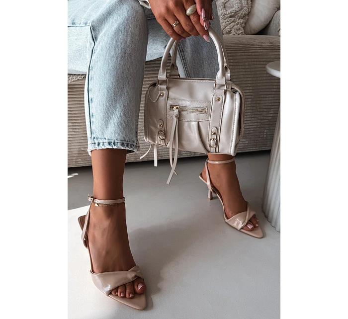 Dámské sandály na podpatku z eko kůže béžové model 22092092 - Boto