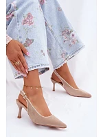Dámské sandály na podpatku s lemovkou béžové Relmira
