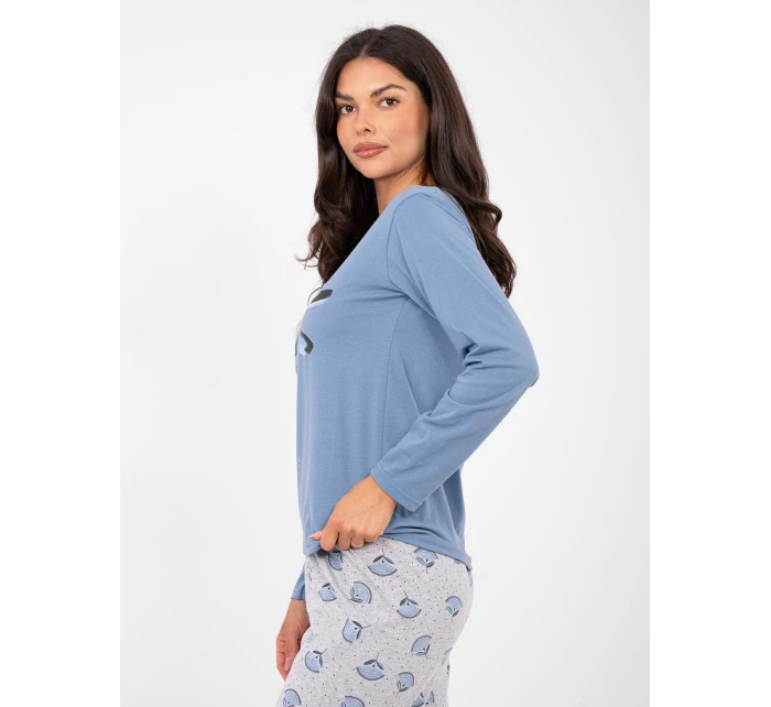 Pyžamo DU PI FP 008.30 šedomodré Pyžamo DU PI FP 008.30 šedomodré