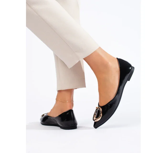 Trendy  baleríny černé dámské bez podpatku