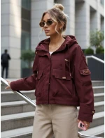 Kurtka przejściowa damska z kapturem i bordowa model 22035956 - FashionStreet