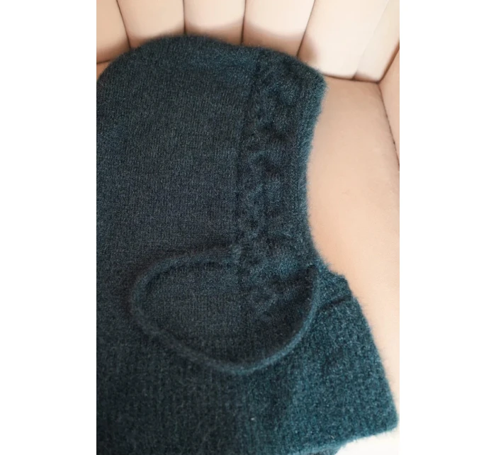 Dámská čepice s kapucí, šněrováním a copánkovým vzorem mořská