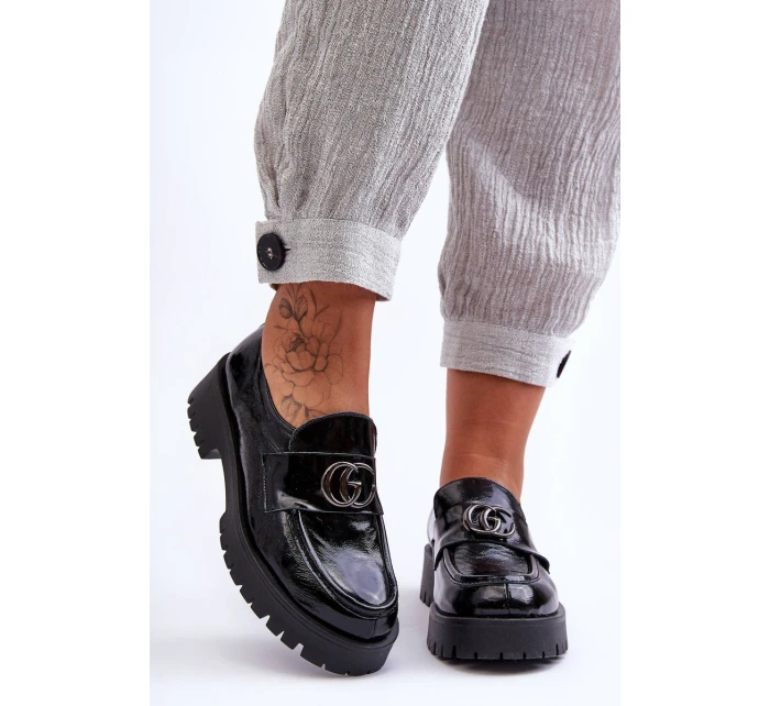 Dámské kožené polobotky s ozdobou Černá Rosefalls