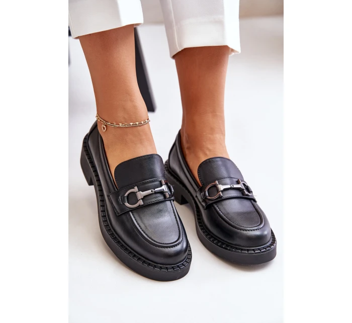 Dámské kožené mokasíny černé model 21633347 - SERGIO LEONE