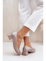 Kožené lodičky Lewski 3118 Tmavě béžové