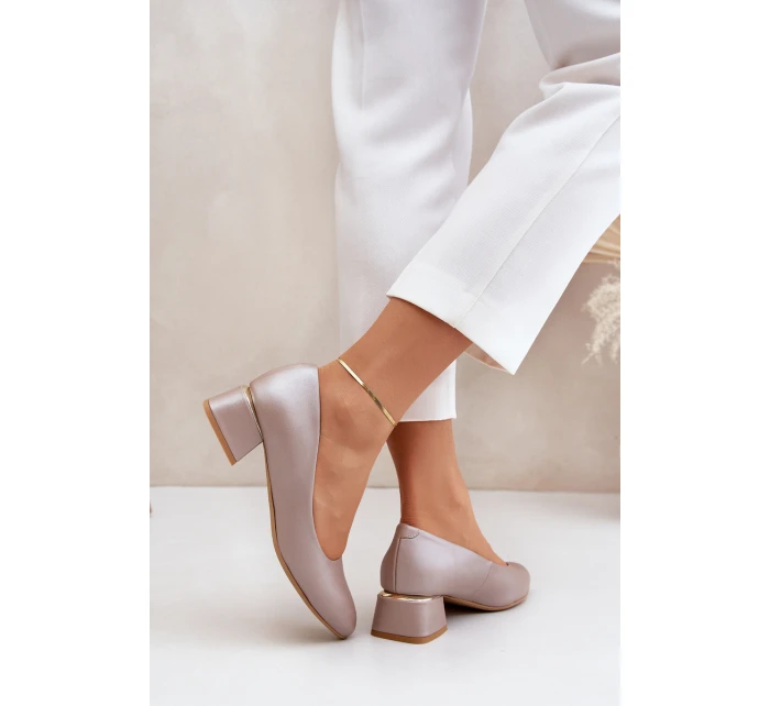 Kožené lodičky Lewski 3118 Tmavě béžové