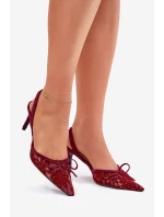 Krajkové Lodičky S Odkrytou Patou Bordové Annivirae Krajkové Lodičky S Odkrytou Patou Bordové Annivirae