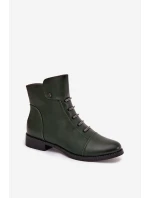 Zateplené dámské boty na plochém podpatku zelené Labise Zateplené dámské boty na plochém podpatku zelené Labise