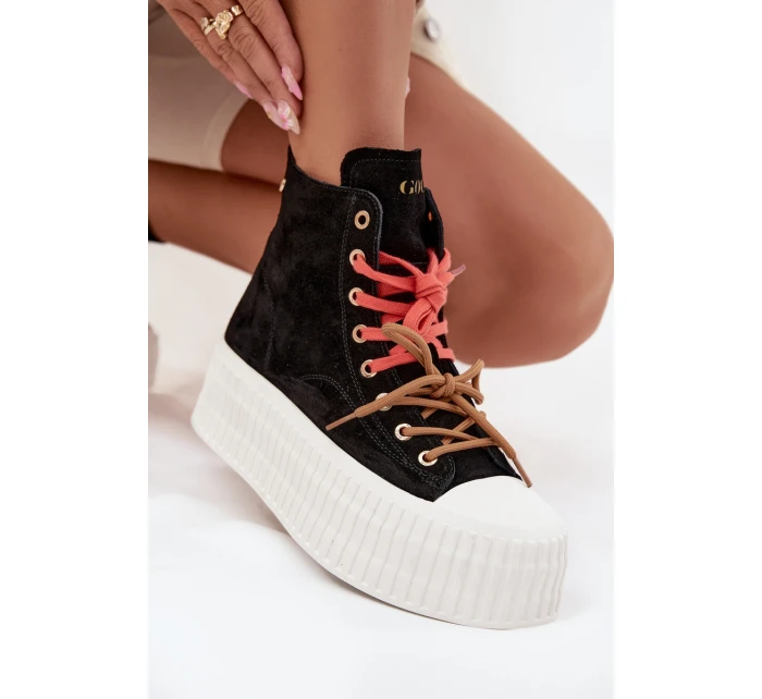Semišové zateplené dámské tenisky na robustní platformě GOE SS2N4046 Černé Semišové zateplené dámské tenisky na robustní platformě GOE SS2N4046 Černé