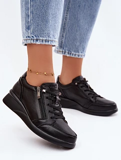 Kožené polobotky Sneakersy na platformě Vinceza 79644 Černé