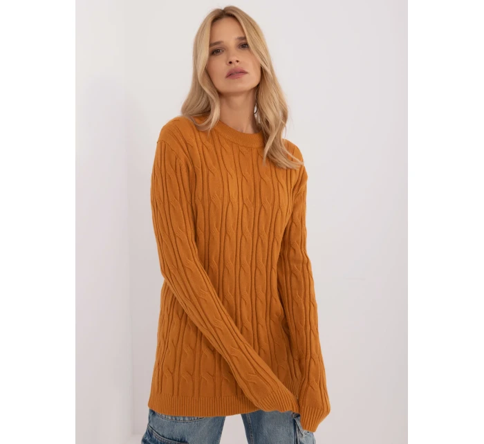 Sweter AT SW model 20463716 ciemny żółty - FPrice Sweter AT SW model 20463716 ciemny żółty - FPrice