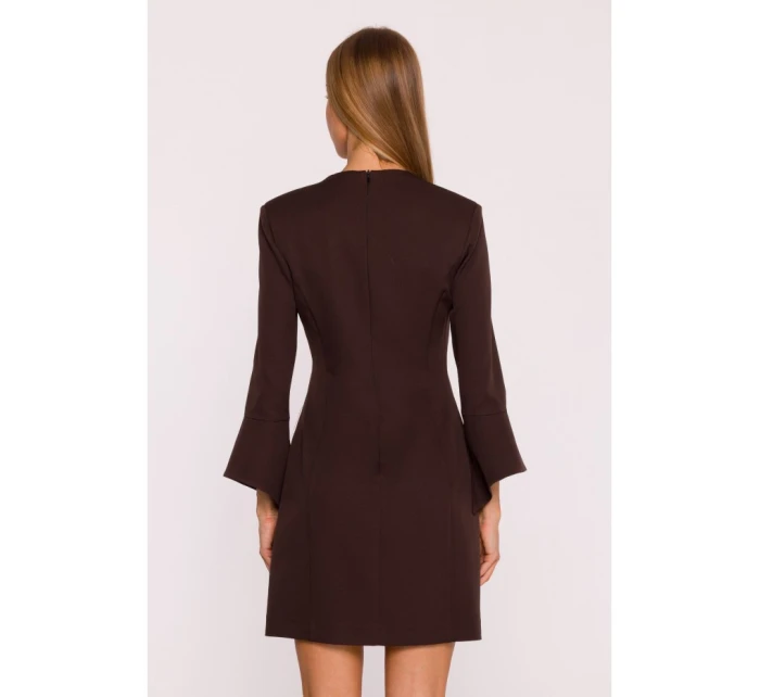 M876 Šaty s širokými manžetami - hnědé M876 Šaty s širokými manžetami - hnědé